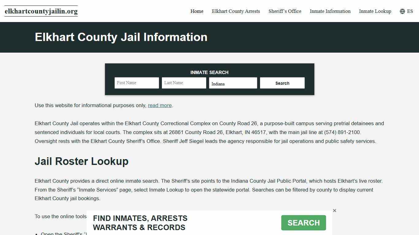 Elkhart County, IN Jail Roster, Inmate Info